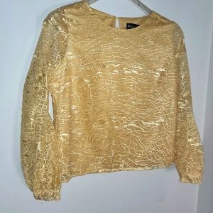 Yellow Blouse With Puff Sheer sleeves